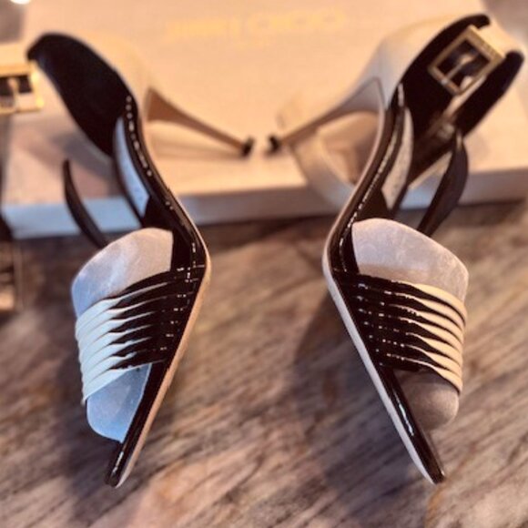 Jimmy Choo Livvi 85 Pump-Off-White/Black-Size 38.5 - Picture 11 of 14